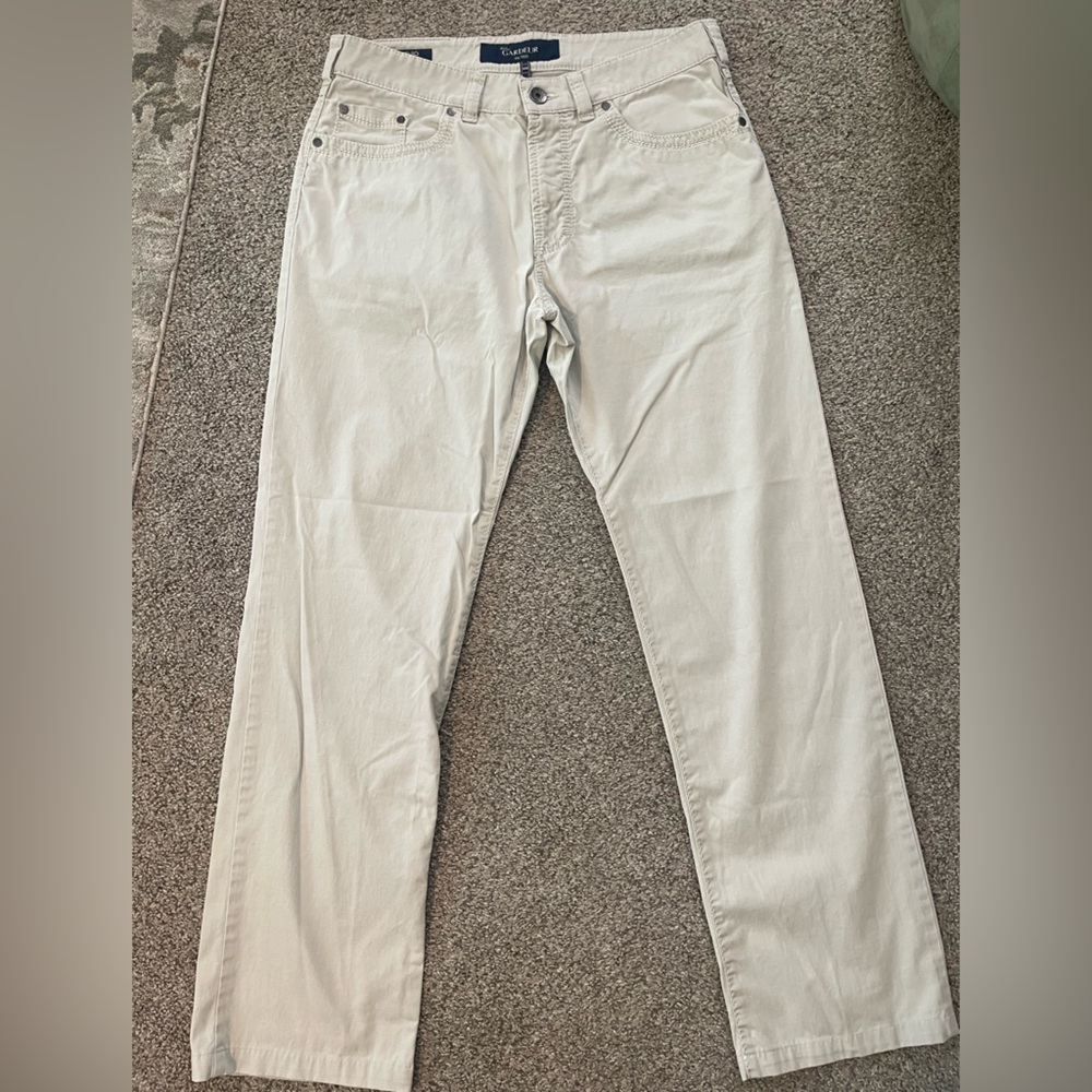 Atelier Gardeur Men’s Cream Khakis Sz 34/32 Nevio Regular Fit